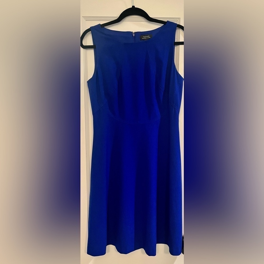 Tahari Cobalt Royal Blue A-Line Sleeveless Dress Size 8
